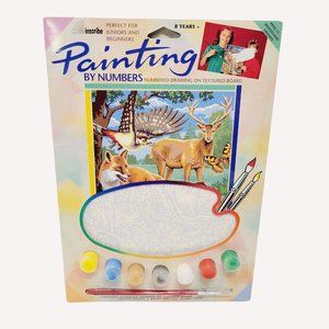 Vintage NOS painting by numbers Woodland Friends Deer Wolf Butterfly READ